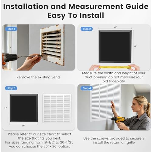 20" x 20" Return Air Grille Steel HVAC Vent Cover - Image 6