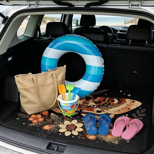 Moth Floral Universal Car Trunk Mat, Waterproof Cargo Liner - Image 2