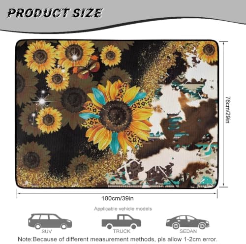 ELEQIN Western Sunflower Cow Print Car Cargo Liner All Weather Heavy Duty Trunk - Image 7
