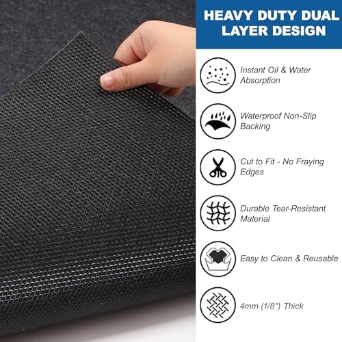 Garage Floor Mats 59" x 72"- Premium Felt + Rubber Backing Oil Absorbent - Image 3