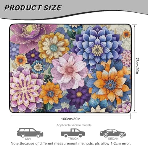 ELEQIN Boho Flower Dahlia Car Trunk Cargo Liner Non Slip Backing Cargo Mat Rear - Image 7