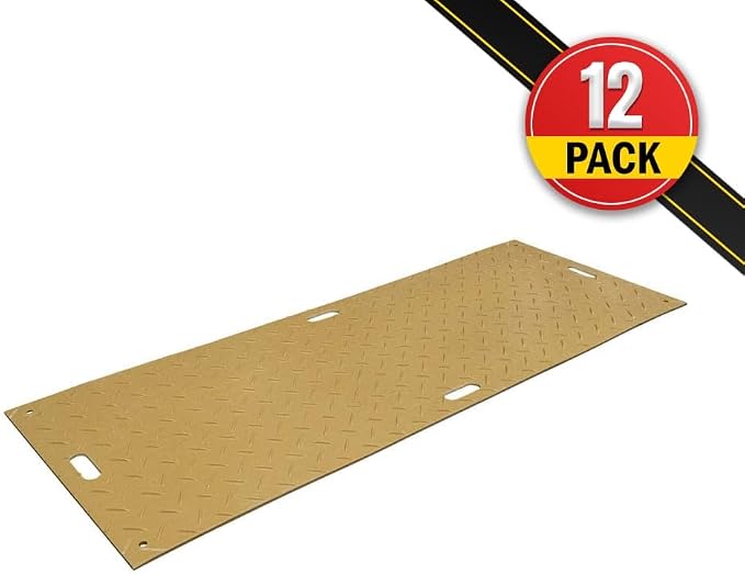 12 Pk 4' x 8' - 1/2" Thick Heavy Duty Tan Ground Protection Mats - Easily - Image 2