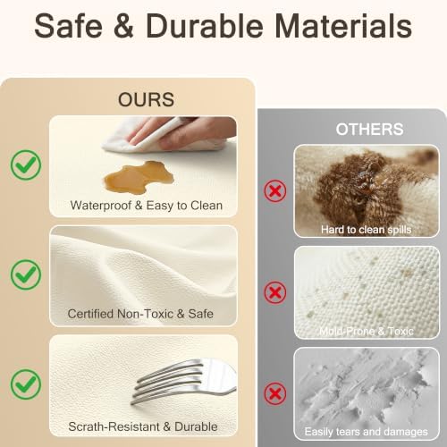 Vegan Leather Baby Play Mat, 50x50 Thick Cushioned Waterproof Playpen Mat - Image 4