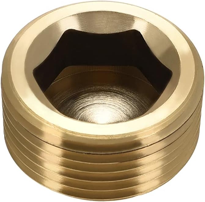 1/4" NPT Plug Brass Pipe Fitting, Counter sunk Thread Internal Hex Head Style - Image 2