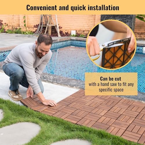 30 PCS Interlocking Deck Tiles, Crossed Pattern 12"x12" Acacia Wood Outdoor - Image 4