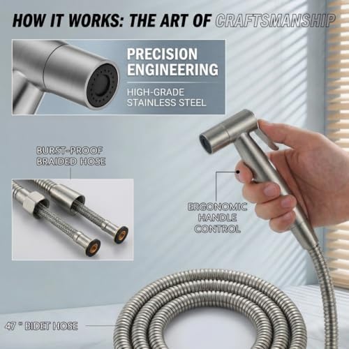 BARROCK Handheld Bidet Sprayer for Toilet, Stainless Steel Metal Made Baby - Image 4