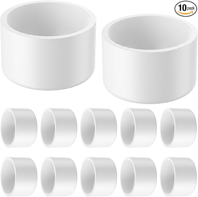 10 Packs 2-1/2 Inch PVC Pipe End Cap, Fits 2.87" Od Schedule 40 Furniture Grade by Unknown