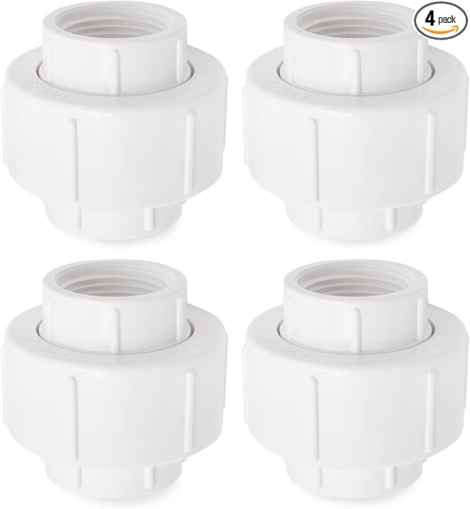3/4 inch PVC Pipe Union Fittings, PVC Connectors Female Thread Coupling by BENLIUDH
