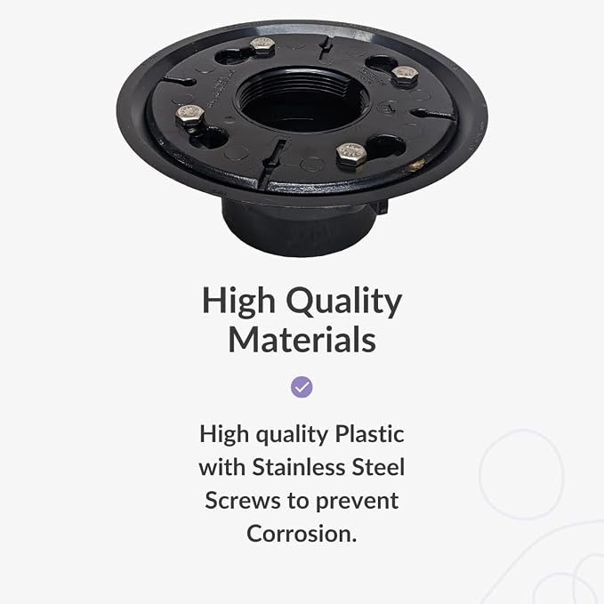 2 Inch Shower Drain Base for Linear Square Shower Drains Plastic ABS Floor - Image 3