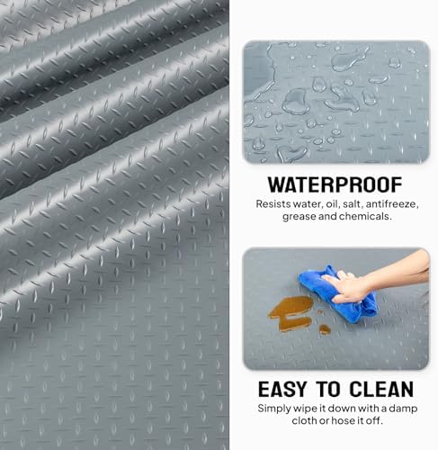 Bonnlo 5x10 FT Garage Floor Mat, Thickened Diamond Plate Garage Floor Covering - Image 4