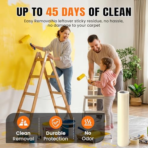 Pack of 2 Rolls 3mil Carpet Protection Film 36" x 200', self-Adhesive Plastic - Image 6