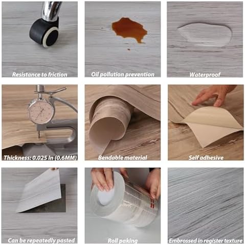 Lareko 108 Sq.Ft, Wood Peel and Stick Floor Tiles, 72 Pack Grey Vinyl Flooring - Image 6
