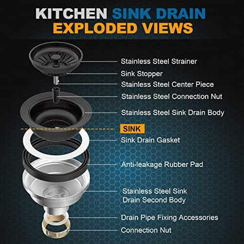 BOTEMY B9173 Kitchen Sink Drain Assembly 3-1/2 inch - Image 3