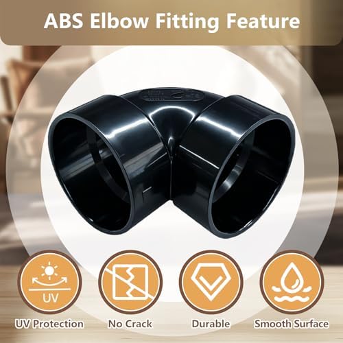 LESSO 2PCS 2" Elbow ABS, 90 Degree Pipe, SCH40 Black - Image 5