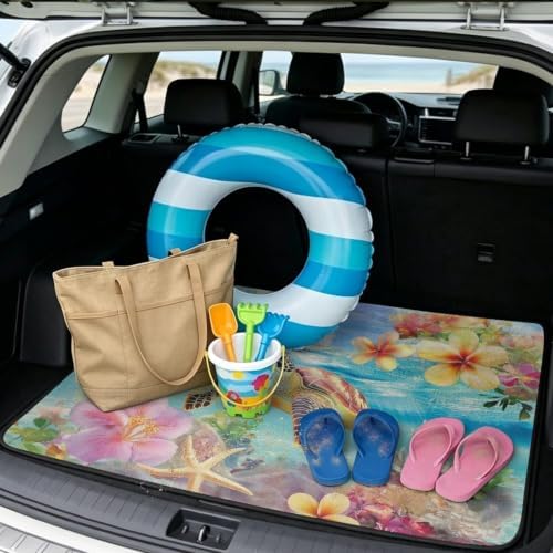 ELEQIN Car Trunk Mat, All Weather Cargo Liner Trunk Protection, Tropical Sea - Image 2