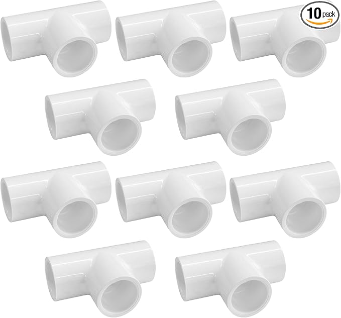 LESSO 10 Pack 1/2 inch PVC Tee Fittings, 3-Way PVC Fittings, by LESSO