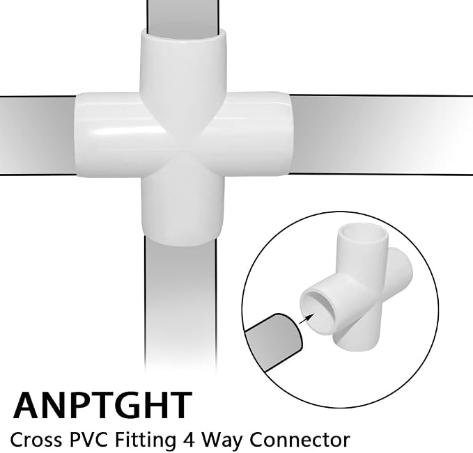 1Inch Cross PVC Fitting 4 Way Connector, Furniture Grade Corner Fittings - Image 5