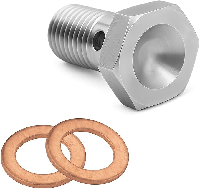 M10 x 1.0 Metric Thread Single Banjo Bolt Brake Fitting Adapter, 20mm Long - Image 4