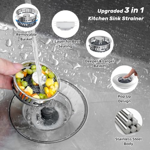 Hibbent Metal Kitchen Sink Drain Strainer and Stopper, Transparent - Image 2