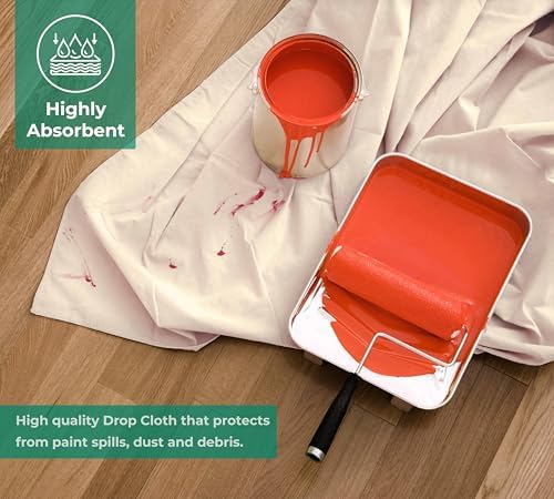 Canvas Drop Cloth for Painting 4x5 feet Pack of 4-8oz Painters Drop Cloths for - Image 2
