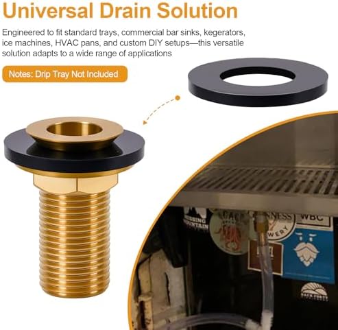 1/2" NPT Brass Drip Tray Drain Assembly Kit - Image 2