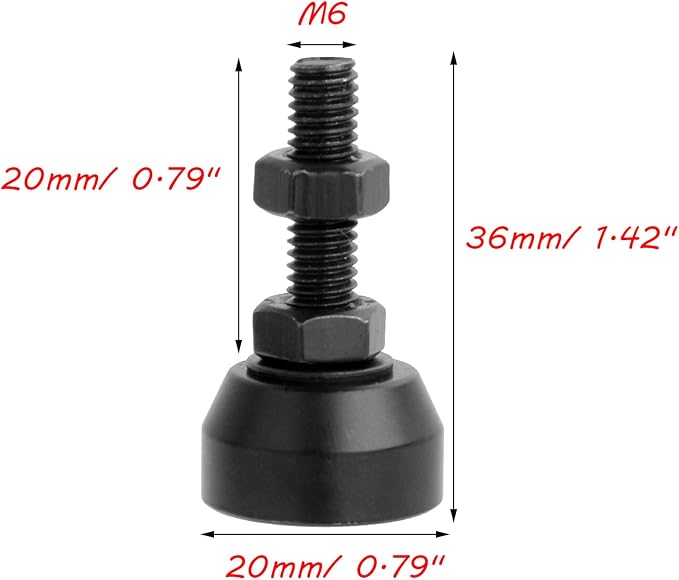 Antrader 4Pcs M6 Thread Adjustable Furniture Leveling Feet, 0.79in Dia Base | - Image 3