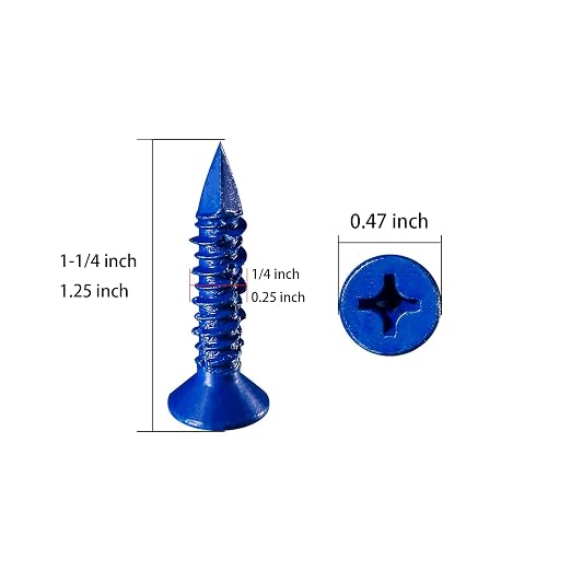 Wensilon WenSilon 1/4"x1-1/4 Concrete Screw Anchor Blue Flat Head - Image 2