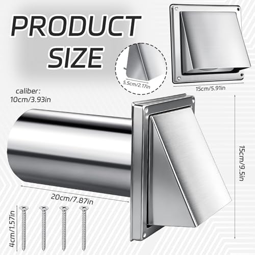 4 Inch Metal Dryer Vent Cover Stainless Steel Guard Wall Dryer Exhaust Cap - Image 2