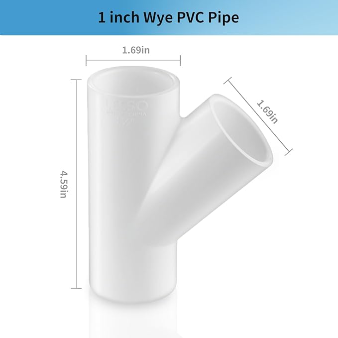 LESSO 5 Pack PVC Pipe Fittings, 1 inch PVC Wye | PVC; Wye; SCH40; White - Image 2