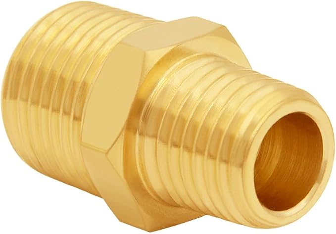 Uenede Brass 1/8" NPT Male to 1/4" NPT Male Reducer Adapter - Image 3