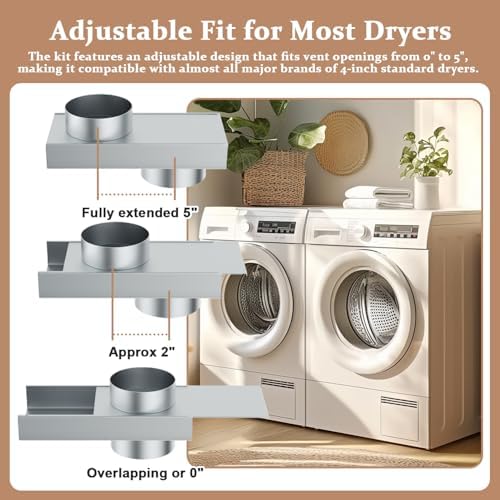 Periscope Dryer Vent, 0-5" Adjustable Dryer Vent Stainless Steel Telescoping - Image 2