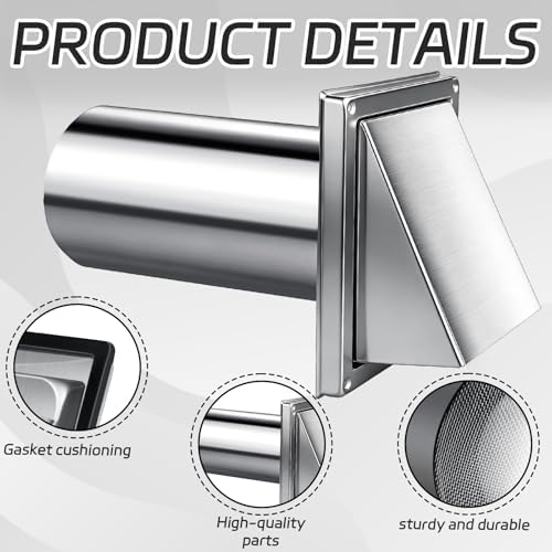 4 Inch Metal Dryer Vent Cover Stainless Steel Guard Wall Dryer Exhaust Cap - Image 3