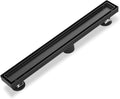 18 Inch Linear Shower Drain Tile Insert Matte Black, Stainless Steel Rectangle by Dilvii