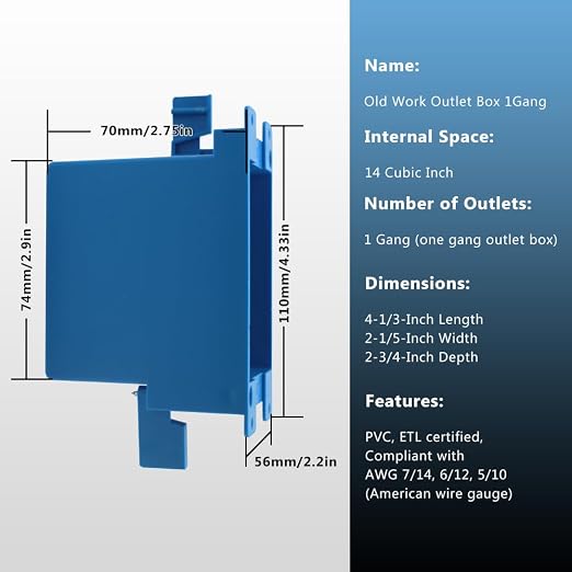 Single Gang Electrical Outlet Box, 3 Pack, ETL Listed | Features 4-1/3-in - Image 4