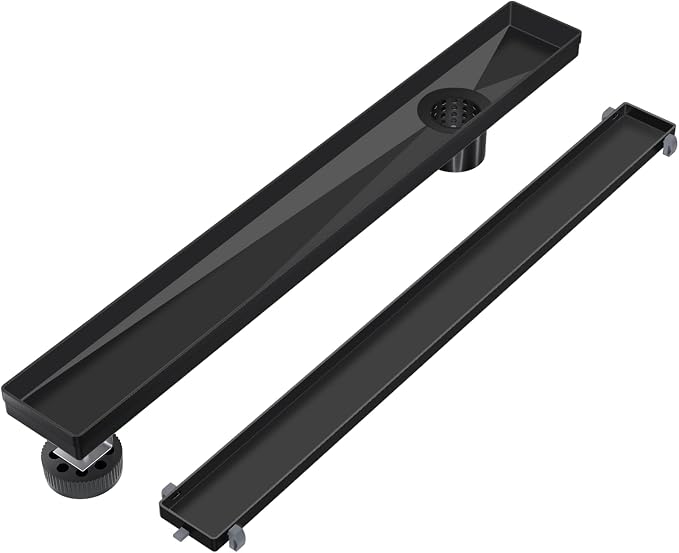 EXF Offset Linear Shower Drain 36 Inch Matte Black by EXF