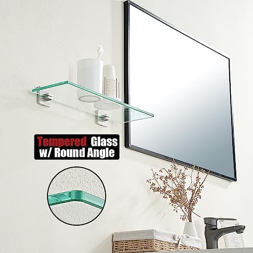 JQK Bathroom Glass Shelf, Floating Tempered Glass Shower Storage 20 by 5 inches - Image 6