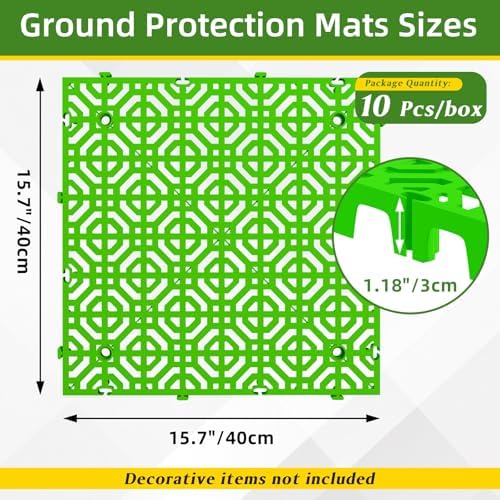 10 Pcs 15.7" x 15.7" Heavy Duty Ground Protection Mats, Interlocking Non-Slip - Image 2