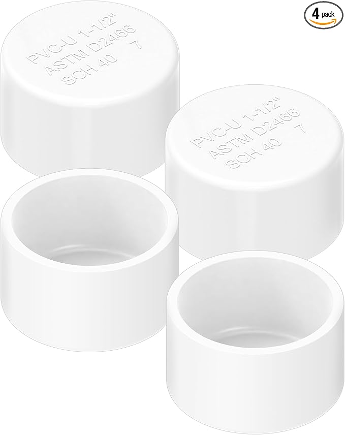 1-1/2 Inch PVC Cap, Fits Standard SCH40 1-1/2" PVC Pipe Fittings, Garden & by Unknown