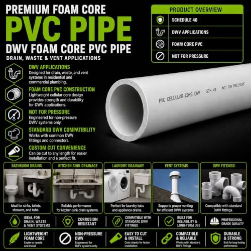 Schedule 40 DWV PVC Foam Core Pipe, 1-1/2 to 6 Inch Diameter, Cut to Length - Image 3