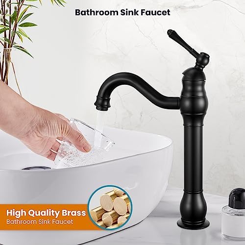 gotonovo Vintage Bathroom Vessel Sink Faucet, Matte Black, No Drain - Image 2