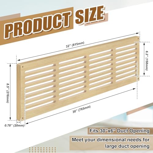 Colingmill 1 Pcs Decorative Return Air Vent Cover 32 x 8.5 x 3/4 Inch Natural - Image 2