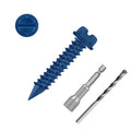 3/16" x 1-1/4" Blue Hex Head Concrete Screw Anchor Kit by Etauwe