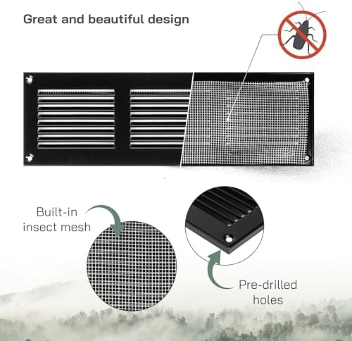 Vent Systems 12" x 4" Inch Scratch Resistant Black Metal Vent Cover - Image 3