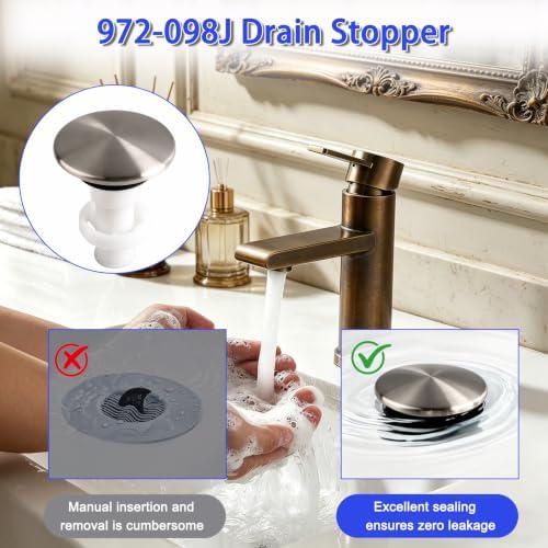 972-098J Plumbing-Equipment Brushed Nickel Drain Sink Stopper, Drain Sink Plug - Image 7