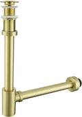 Brass Round Bottle P-Trap with Pop Up Drain Stopper, 1 1/4 Adjustable Basin by SEABEFORE