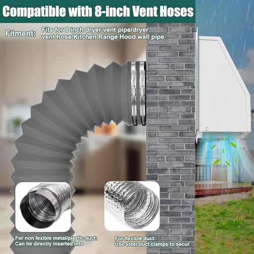 10 inch Wall Vent Cover for Dryer Vent, Outdoor Wall Exhaust Vent Cap Exterior - Image 3