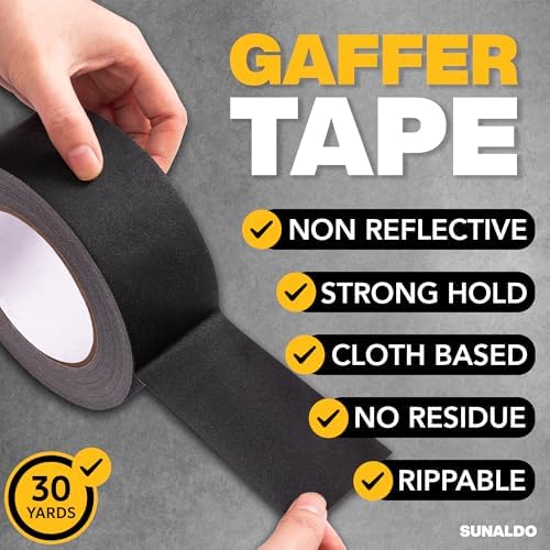 Gaffers Tape Heavy Duty, Easy Rip, No Residue | Black - Image 3