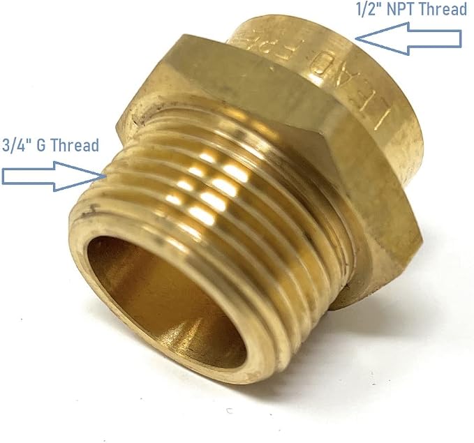Cascada Lead-Free Brass Adapter, G Thread British BSPP Male to NPT Female) - Image 2