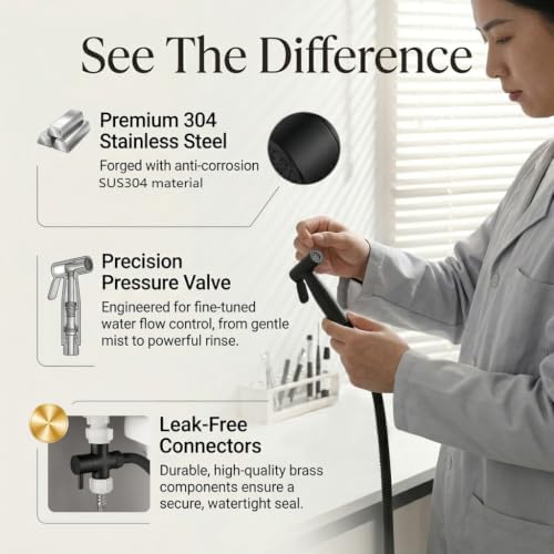 BARROCK Handheld Bidet Sprayer for Toilet, 2 Pack Stainless Steel Metal Made - Image 6