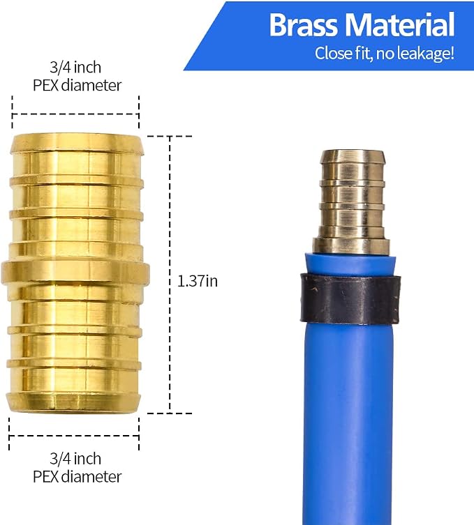 25 Pack 3/4" PEX Fittings, PEX Brass Straight Coupling Fittings | - Image 3